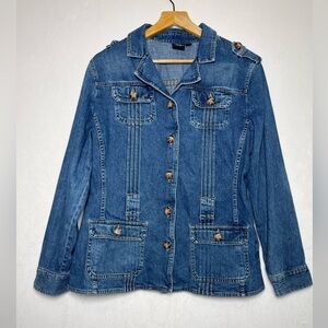Sonoma Women's Cotton Denim Boho Cottage Western Button-Up Jean Jacket Size L